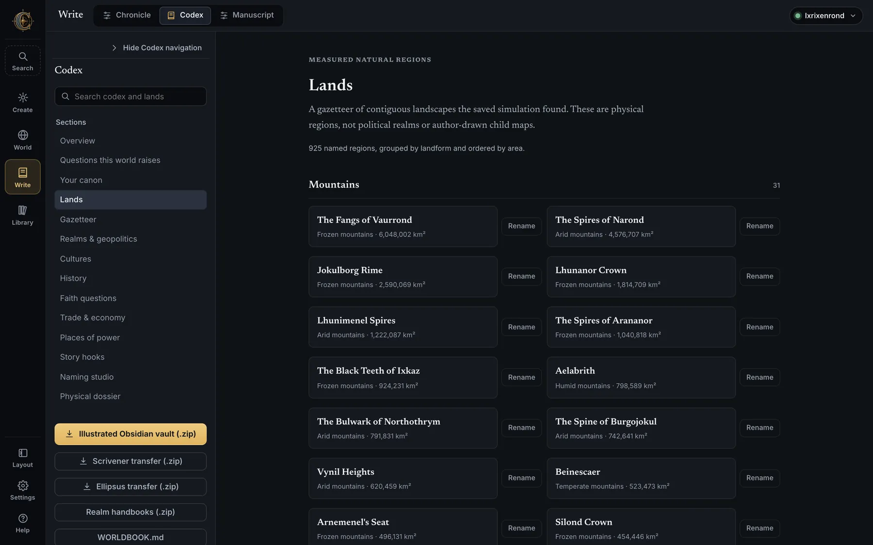 Lands: the gazetteer of contiguous natural regions grouped by landform